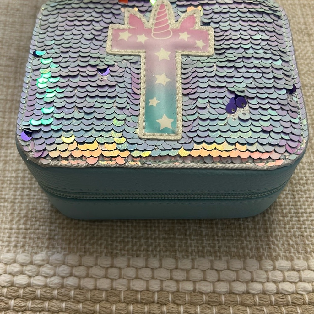 Justice Blue Jewelry Box with Holographic Sequins